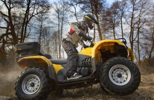 Dirt spinning of the ATV quad bike wheels